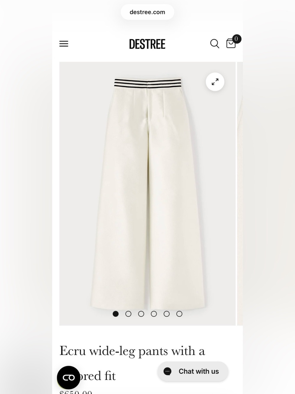 Destree Lenore crepe Ecru wide leg pants with a tailored fit size 38 or XS